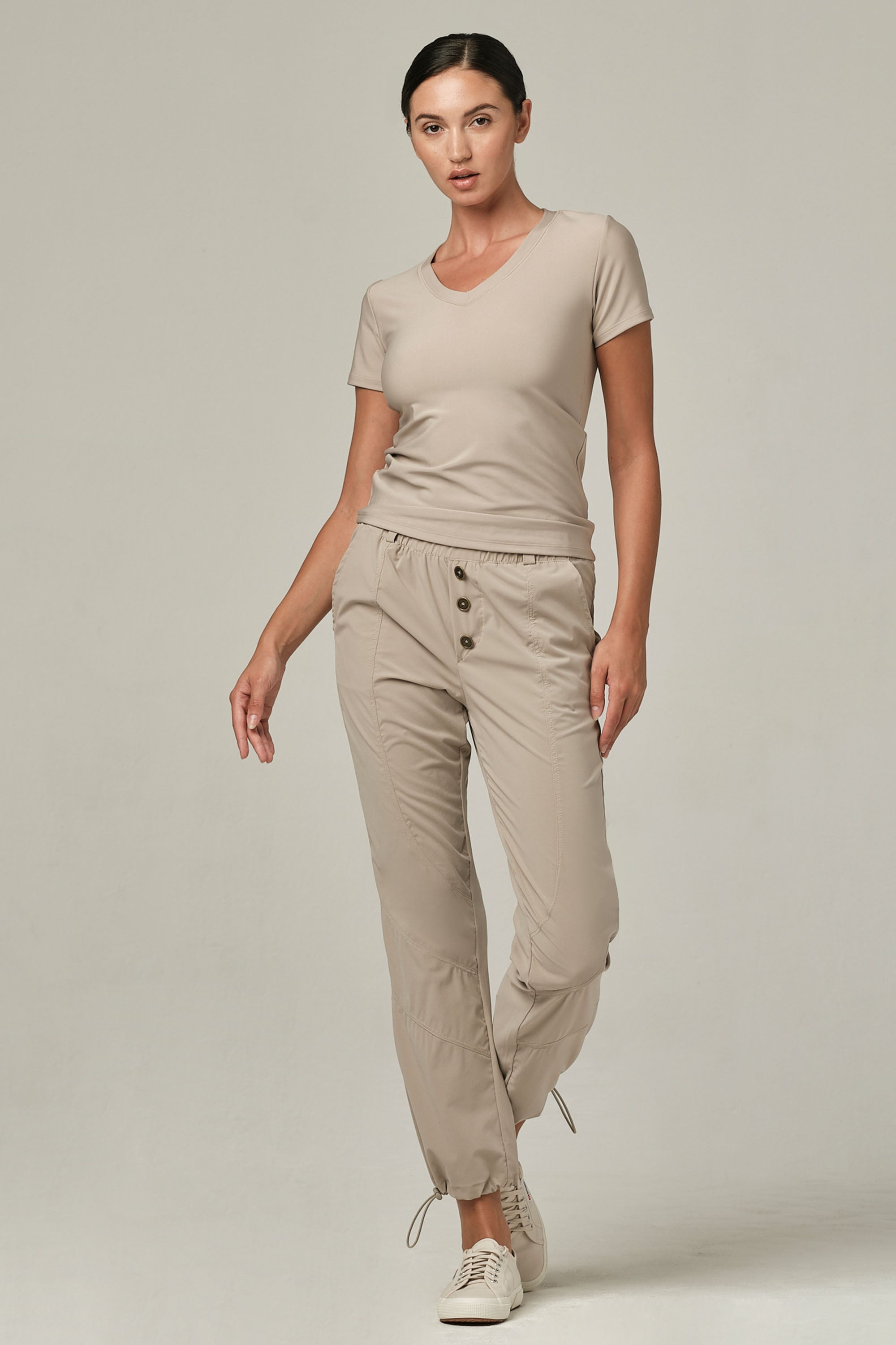 Buttoned Up Oatmeal Jogger