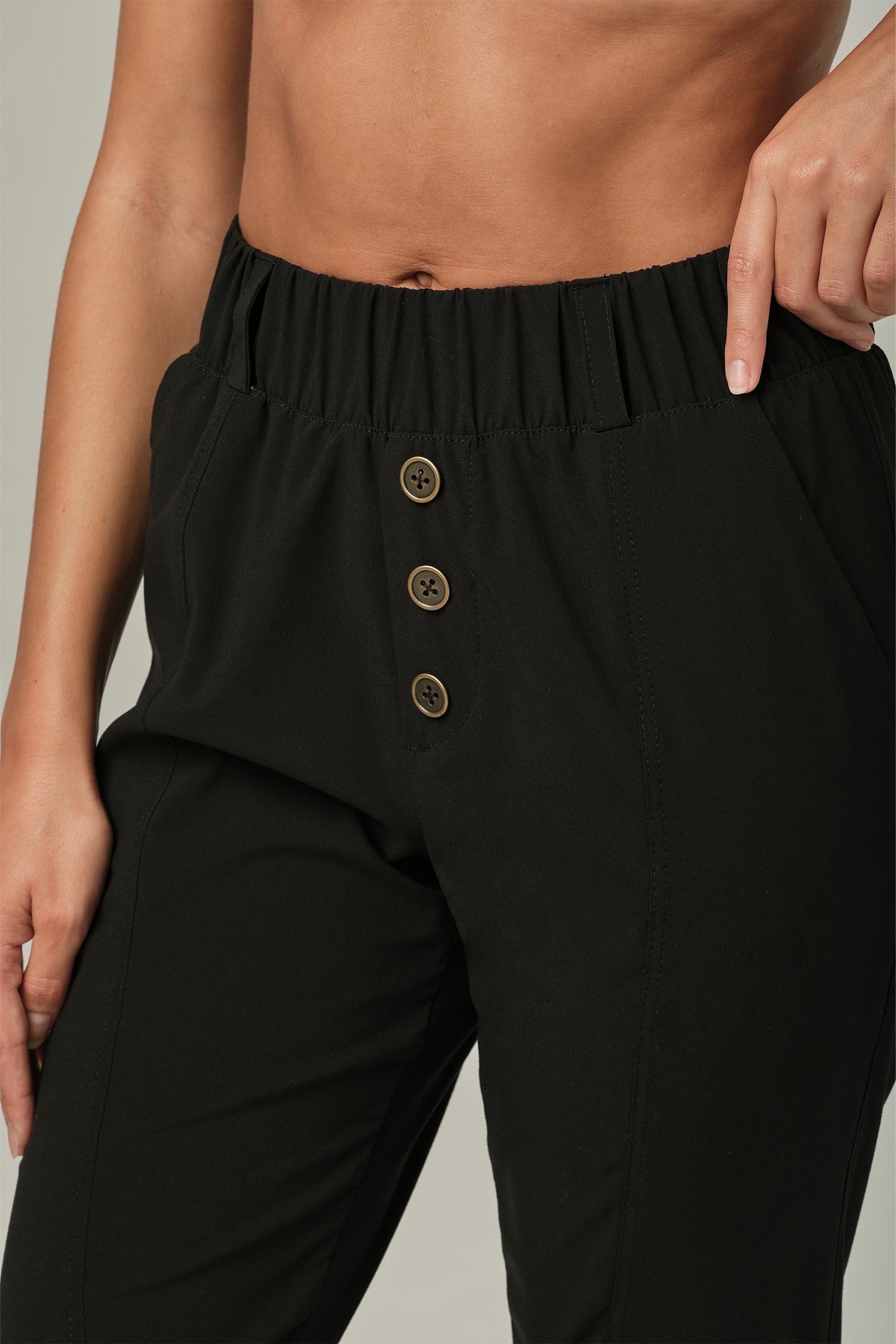 Buttoned Up Black Jogger